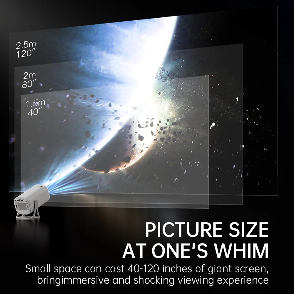 Mini Projektor HONGTOP S40 – Android 11, Wi-Fi 5G, BT 5.0, Obsługa 4K, Kino Domowe w Twojej kieszeni